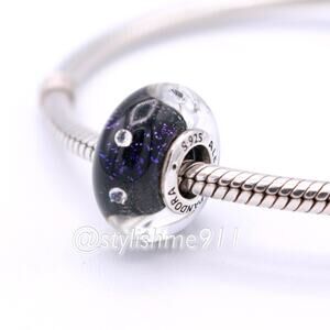 Authentic PANDORA Retired Midnight Blue Effervescence Glass Charm